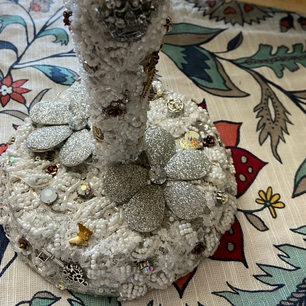 Beautifully Embellished Standing Tabletop Antique Mirror